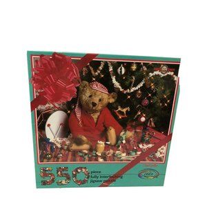 Ceaco I Feel Jolly Jigsaw Puzzle Unisex 550 Piece‎ Teal Christmas Teddy Bear Red
